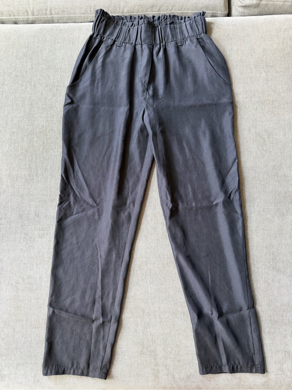Hatch Paperbag Pants Black Tapered High Waist Maternity Friendly Size 1 S